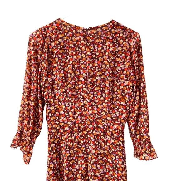 Madewell Long Sleeve Crossover Midi Dress Clipdot Spring Prairie Size medium - Picture 8 of 11